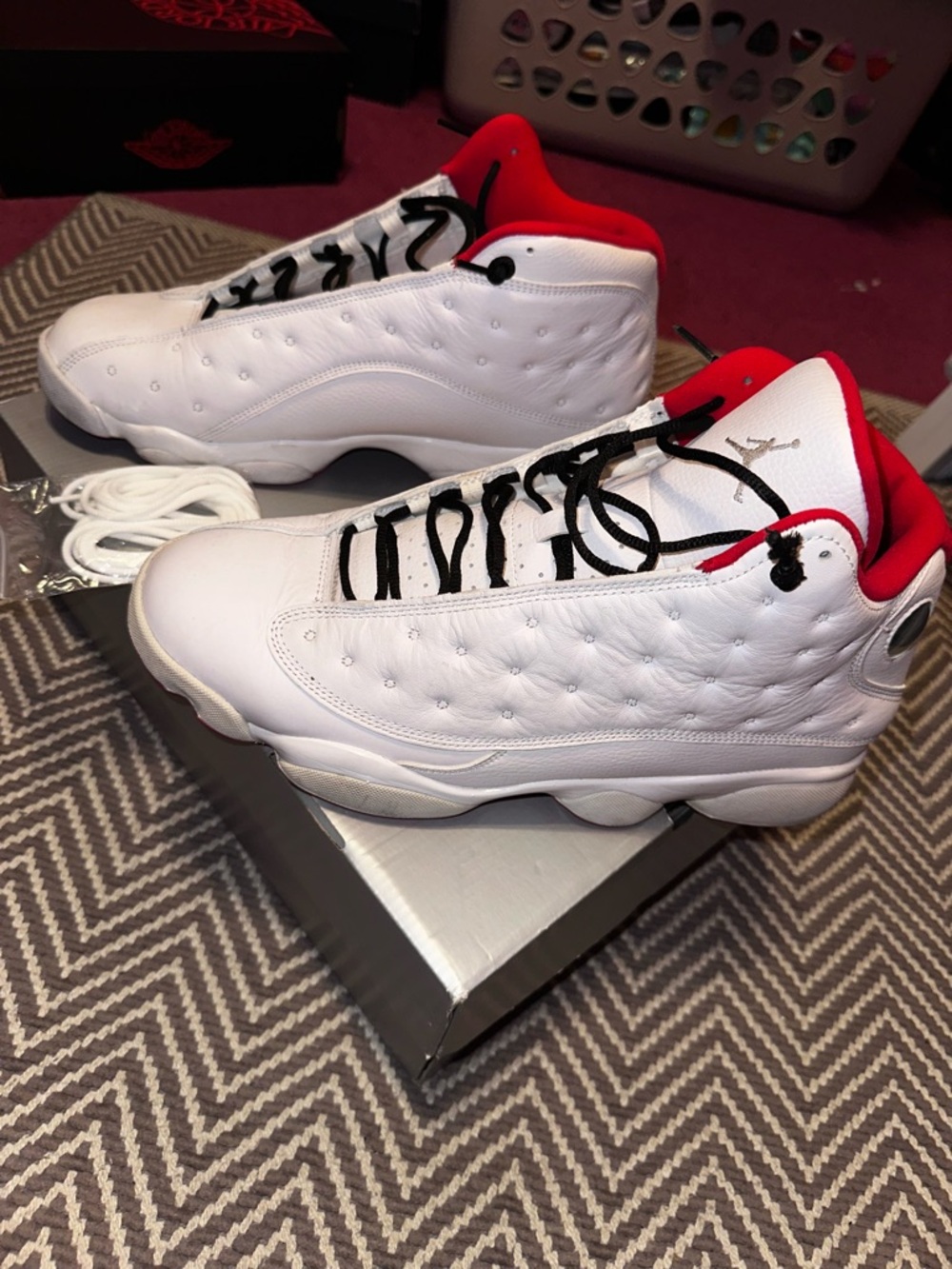 Air Jordan Men’s Retro 13 Shoes - White/Red